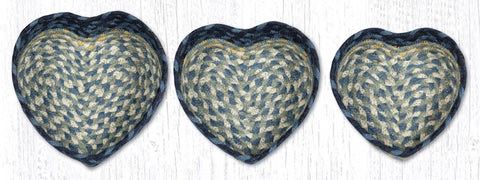 HB-362 Breezy Blue/Taupe/Ivory Heart Shaped Basket