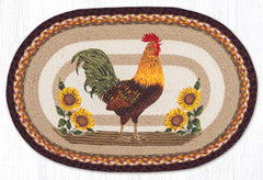 Sunflower and Rooster design on braided jute rug for country farmhouse style home decor