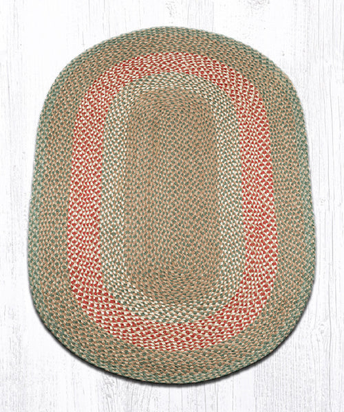 C009 Green and Burgundy Braided Rug The Braided Rug Place