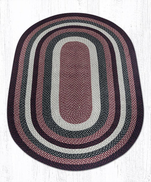 C344 Burgundy, Black and Tan Braided Rug The Braided Rug Place