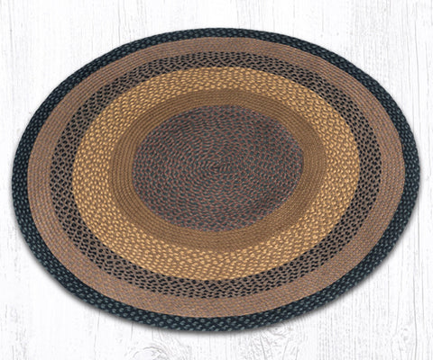 C-099 Brown, Black and Charcoal Braided Rug Round / 4'x4'