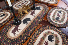 Bear and Moose table runner and placemats rustic tablesetting