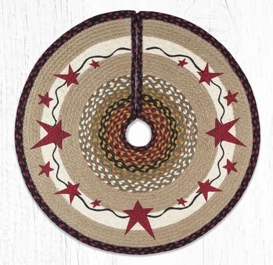 TSP-19 Primitive Stars Burgundy Printed Tree Skirt Round 30"x30"