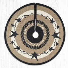 TSP-313 Primitive Stars Black Printed Tree Skirt Round 30"x30"