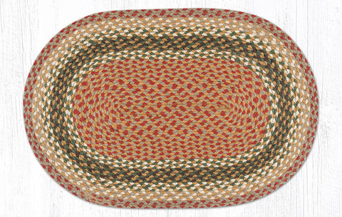 C-024 Olive, Burgundy and Gray Braided Rug Oval / 20