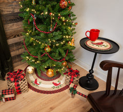 TSP-25 Holly Cardinal Printed Tree Skirt Round 30"x30"