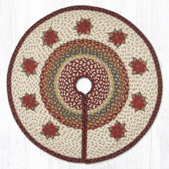 TSP-417 Primitive Poinsettia Printed Tree Skirt Round 30"x30"