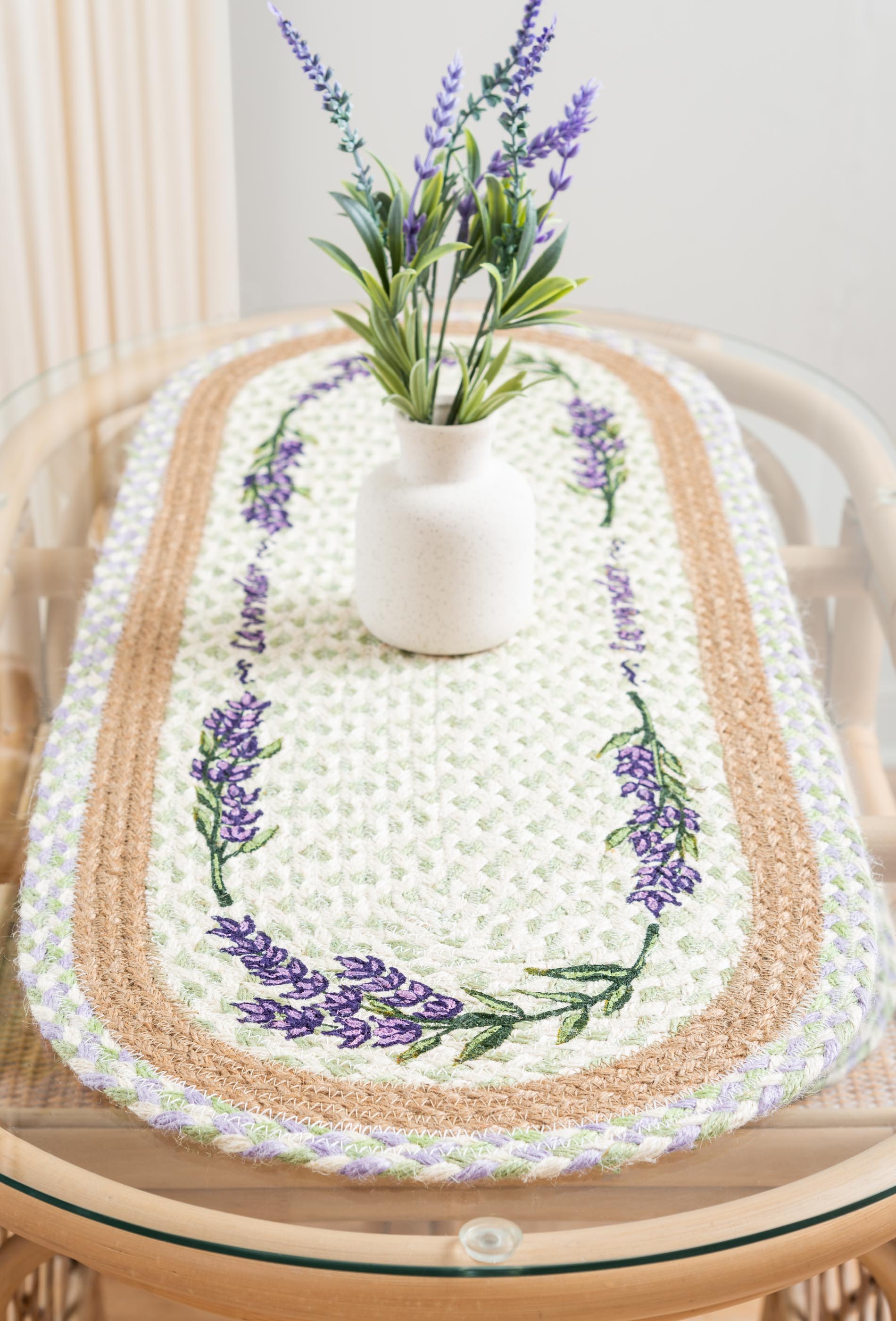 lavender flower table runner Capitol Importing 68-611l 13 x 36 in. Lavender Oval Table Runner
