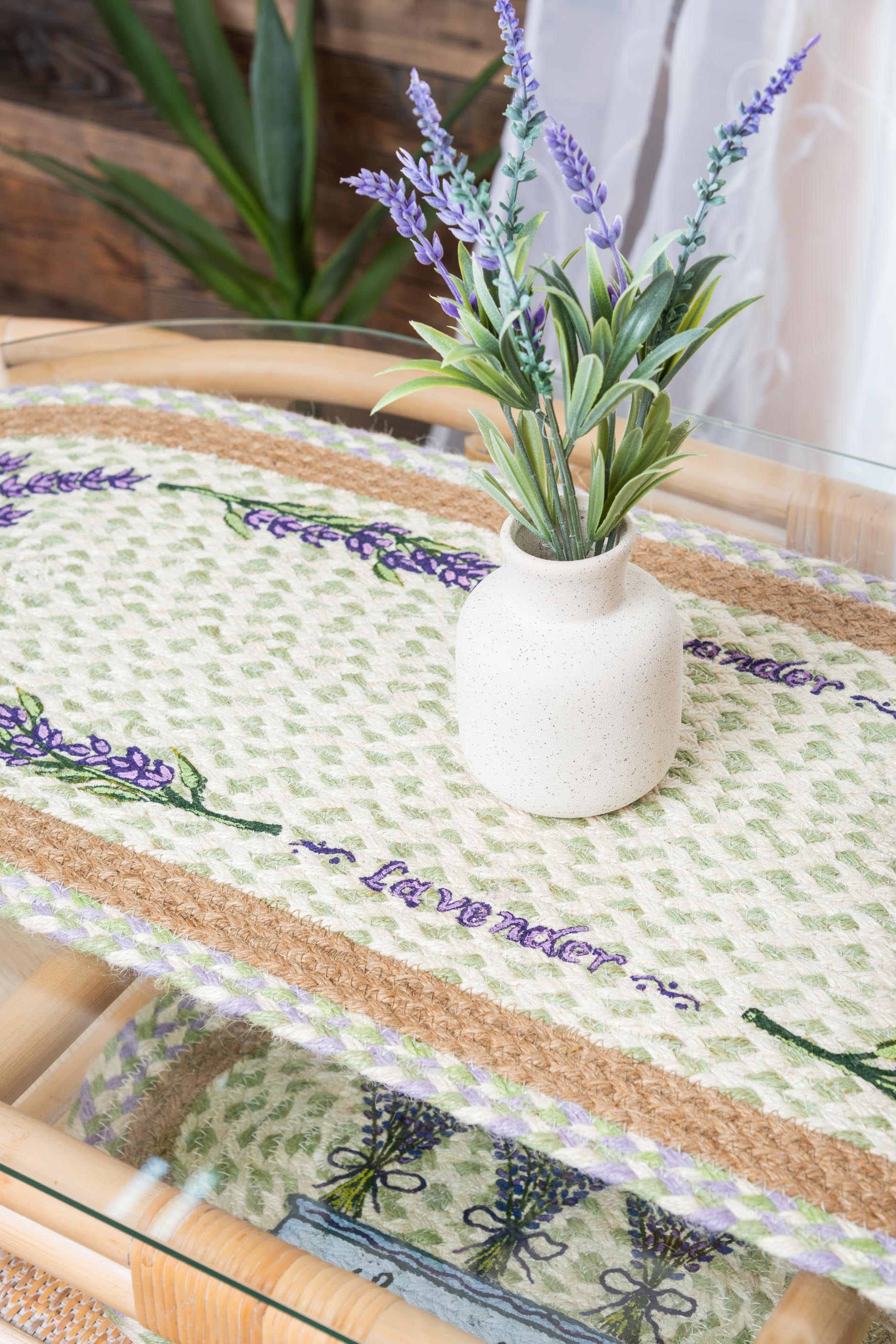 lavender flower table runner Capitol Importing 68-611l 13 x 36 in. Lavender Oval Table Runner