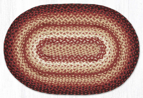 C-896 Burgundy/Tan/Ivory Braided Rug 20