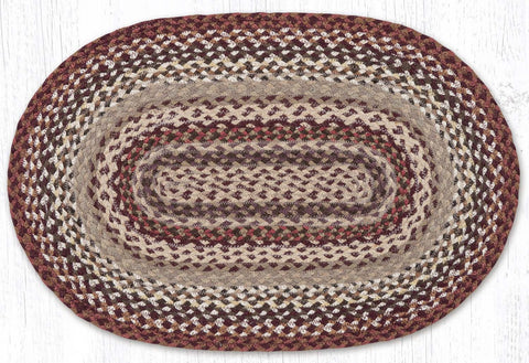C-932 Burgundy/Taupe/Ivory Braided Rug