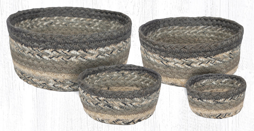 CB-903 Charcoal, Gray & Ivory Braided Baskets