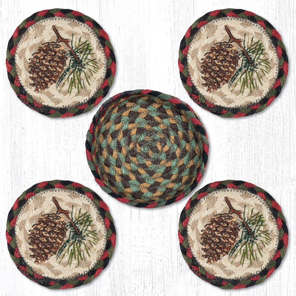 CNB-081 Pinecone Coasters In A Basket