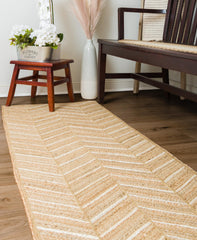 Zig Zag chevron woven natural jute rug in neutral colors