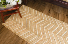 Zig Zag chevron woven natural jute rug in neutral colors