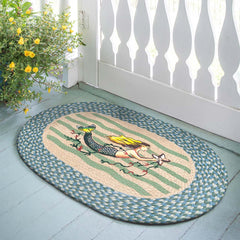 Mermaid rug on front porch of beach cottage