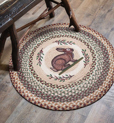 Vintage Rabbit accent rug, 27" Round made from natural braided jute