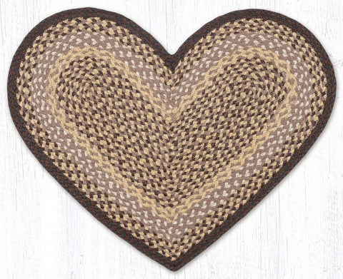 C-017 Chocolate/Natural Braided Rug Heart / 20
