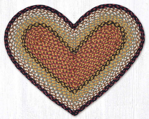 C-019 Burgundy and Mustard Braided Rug Heart / 20