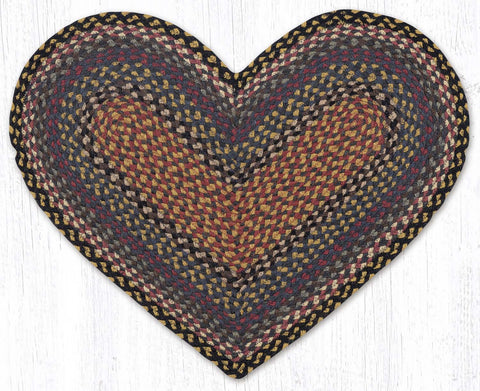 C-043 Burgundy, Blue and Gray Braided Rug Heart / 20