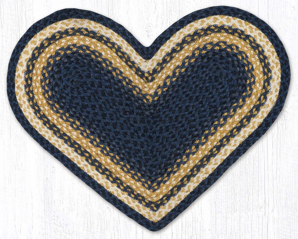 C-079 Light Blue, Dark Blue and Mustard Braided Rug