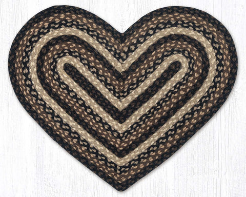 C-313 Mocha Frappuccino Braided Rug Heart / 20
