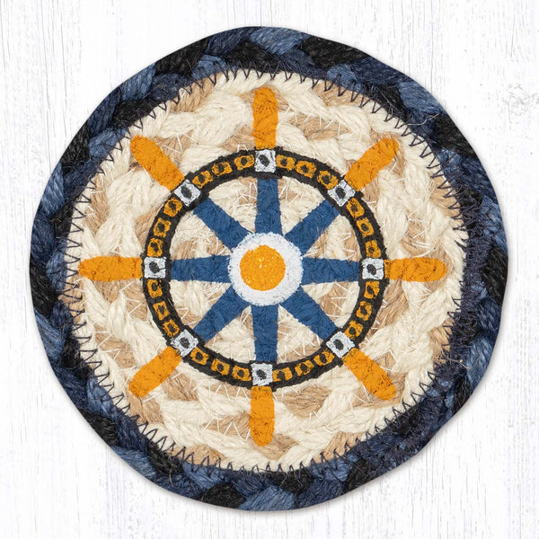 IC-443 Nautical Ship Wheel Individual Coaster | The Braided Rug Place