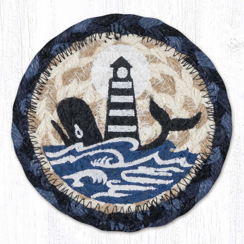 IC-443 Nautical White Whale Lighthouse Individual Coaster