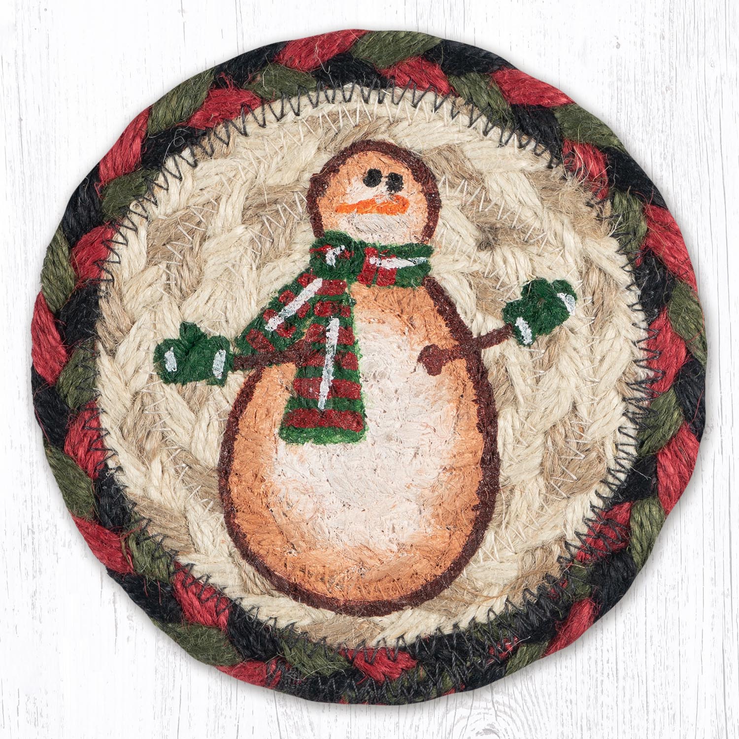Moon Rug Coaster IC-081 Moon & Star Snowman Individual Coaster | The Braided Rug Place