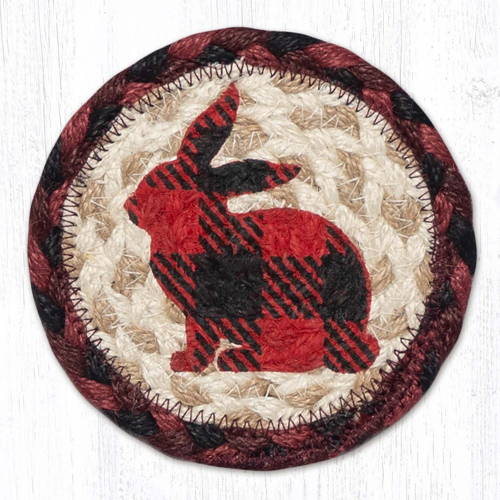 IC-864 Red Plaid Rabbit Individual Coaster