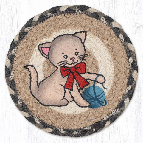 LC-890 Kitten with Yarn Large Coaster