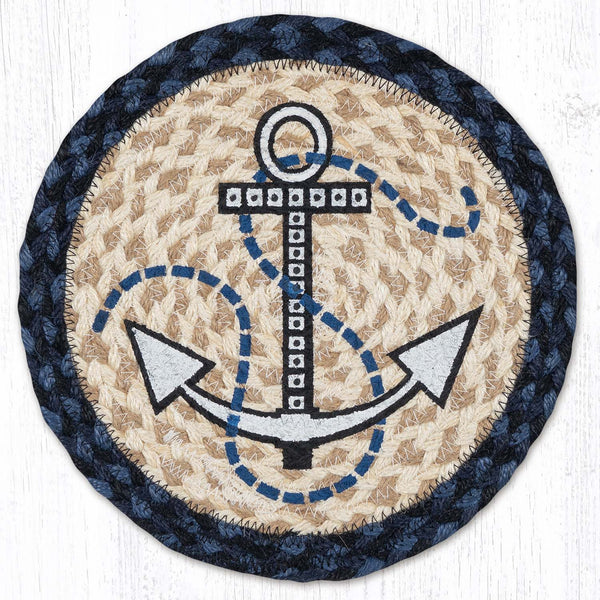 MSPR-443 Nautical White Anchor Trivet | The Braided Rug Place