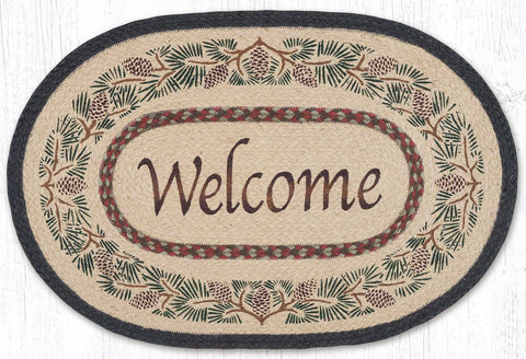 OP-081 Pinecone Welcome Oval Rug