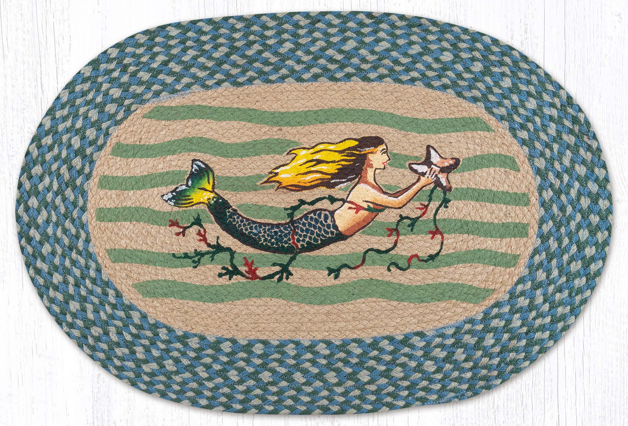 OP-245 20x30 Mermaid Oval Rug | The Braided Rug Place