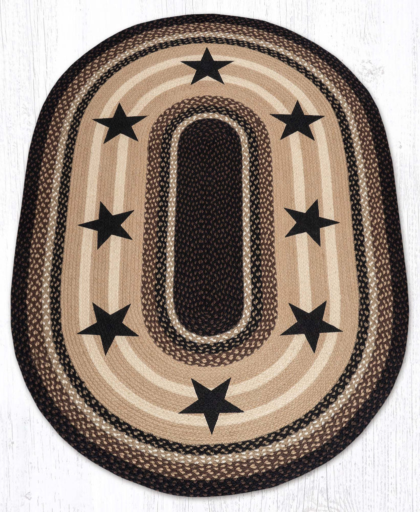 OP-313 Black Stars Oval Rug
