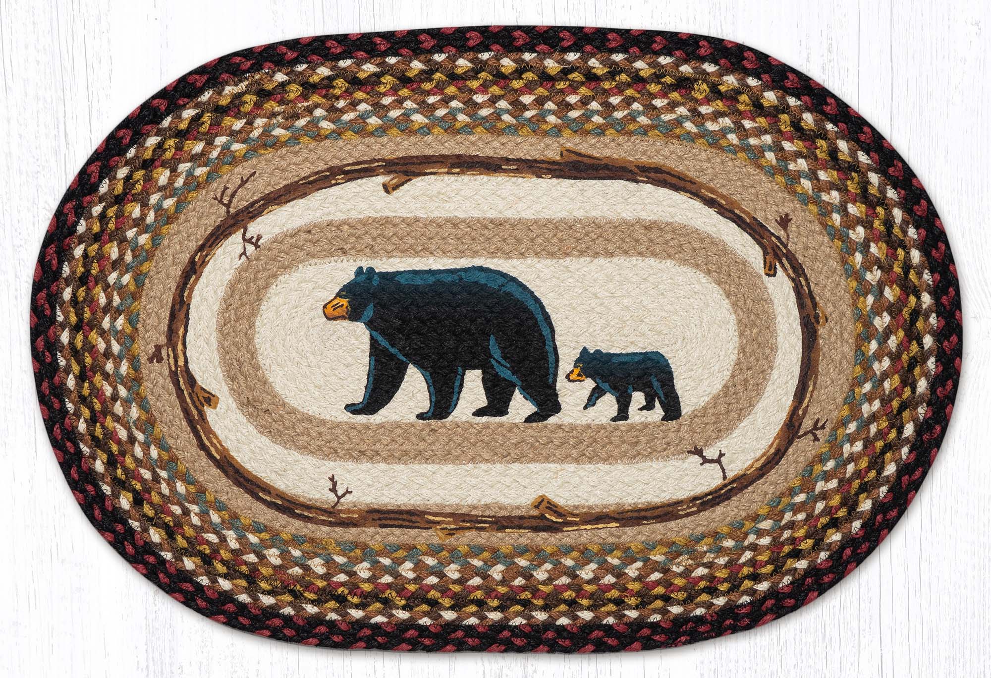 OP-319 Burgundy Mama Bear Oval Rug | The Braided Rug Place