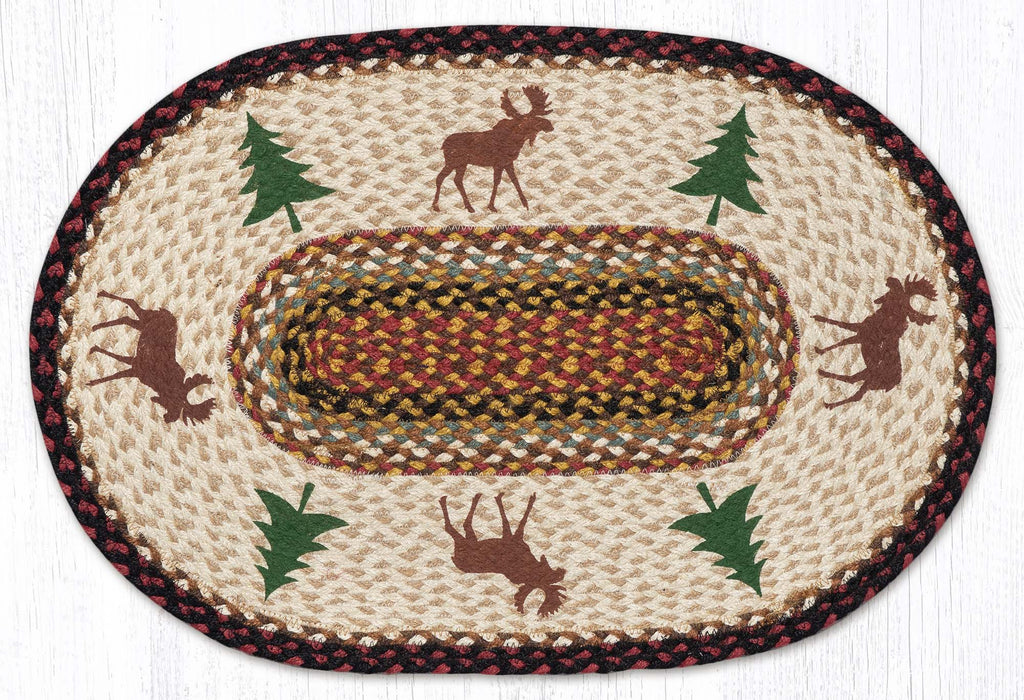 OP-319 Moose & Tree Oval Rug