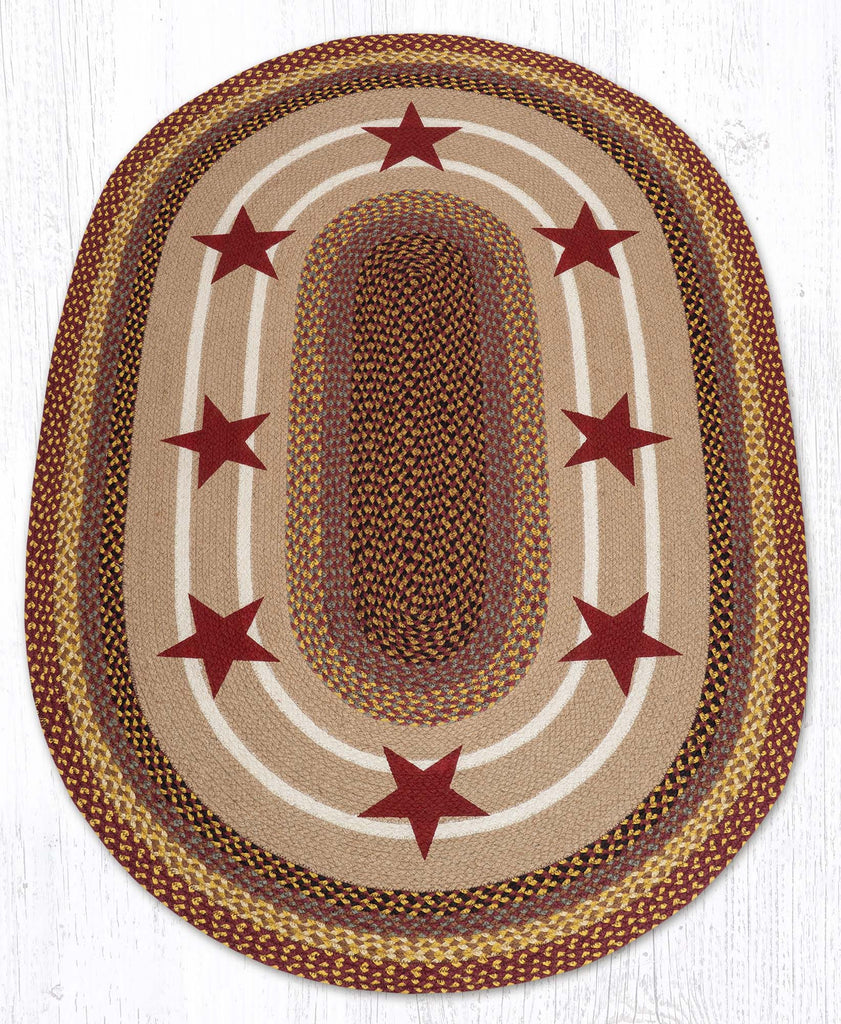 OP-357 Burgundy Stars Oval Rug