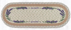Table Runner with lavender border design made from braided jute.