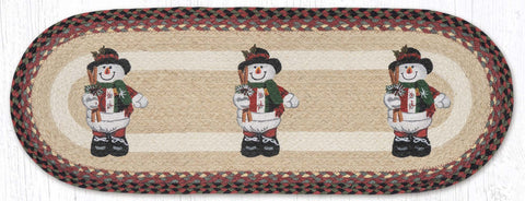 TR-081 Snowman in Top Hat Oval Table Runner