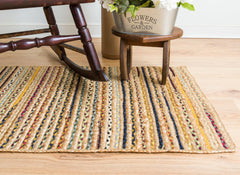 Jute rug with a mix of dyed colored jute. 