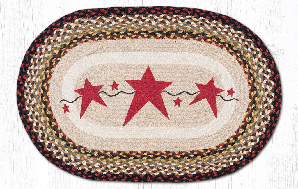 OP-019 Primitive Stars Burgundy Oval Rug