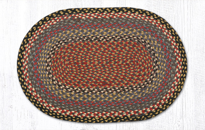 C-043 Burgundy, Blue and Gray Braided Rug