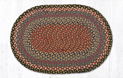 C-043 Burgundy, Blue and Gray Braided Rug Oval / 20