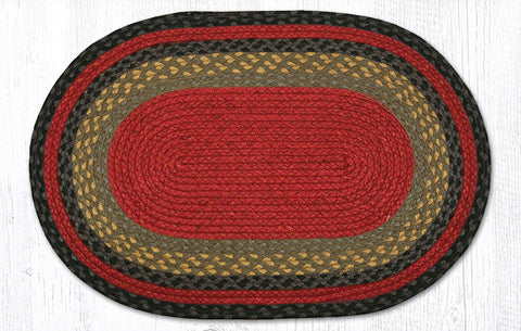 C-238 Burgundy, Olive and Charcoal Braided Rug Oval / 20