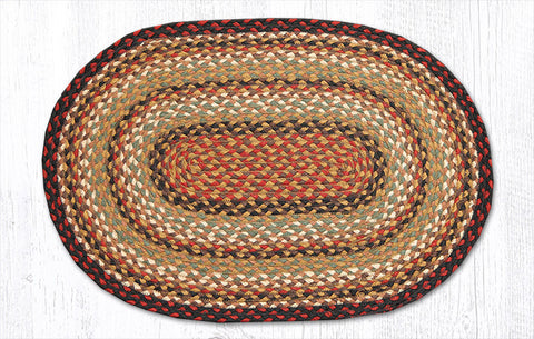 C-319 Burgundy, Mustard and Ivory Braided Rug Oval / 20