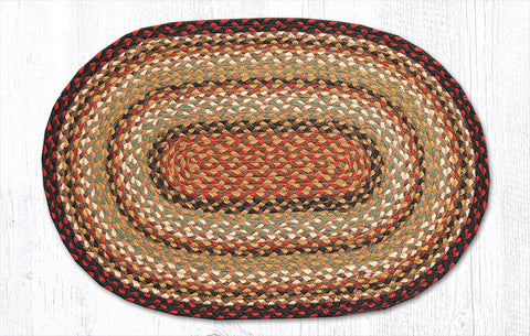 C-319 Burgundy, Mustard and Ivory Braided Rug Oval / 20