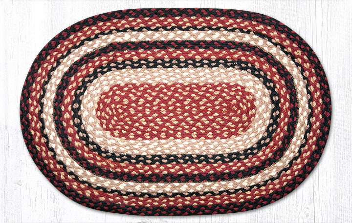 C-344 Burgundy, Black and Tan Braided Rug | The Braided Rug Place