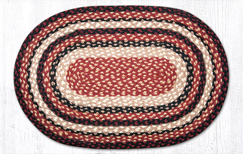C-344 Burgundy, Black and Tan Braided Rug 20