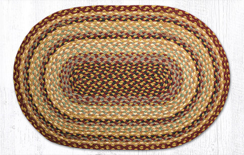 C-357 Burgundy, Gray and Cream Braided Rug Oval / 20